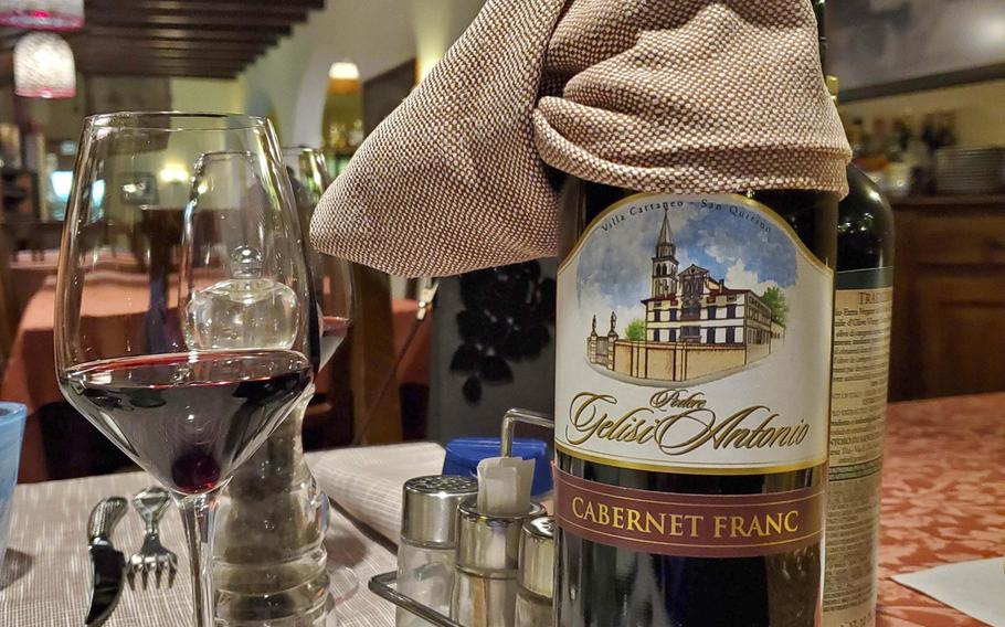 Cellini Ristorante & Pizzeria has an extensive wine selection, in addition to their full bar that stocks alcoholic and nonalcoholic beverages. This particular wine pictured is a local variety.