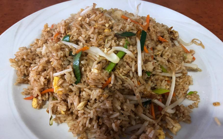 Number 26 on the menu at Yoshi Nudelbar in Kaiserslautern, Germany, fried rice with veggies and egg, came in a large portion but lacked the je ne sais quoi of great Asian food.