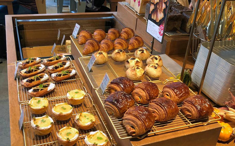 The pastry selection is positioned front and center at the Hotel Koe lobby in Tokyo.