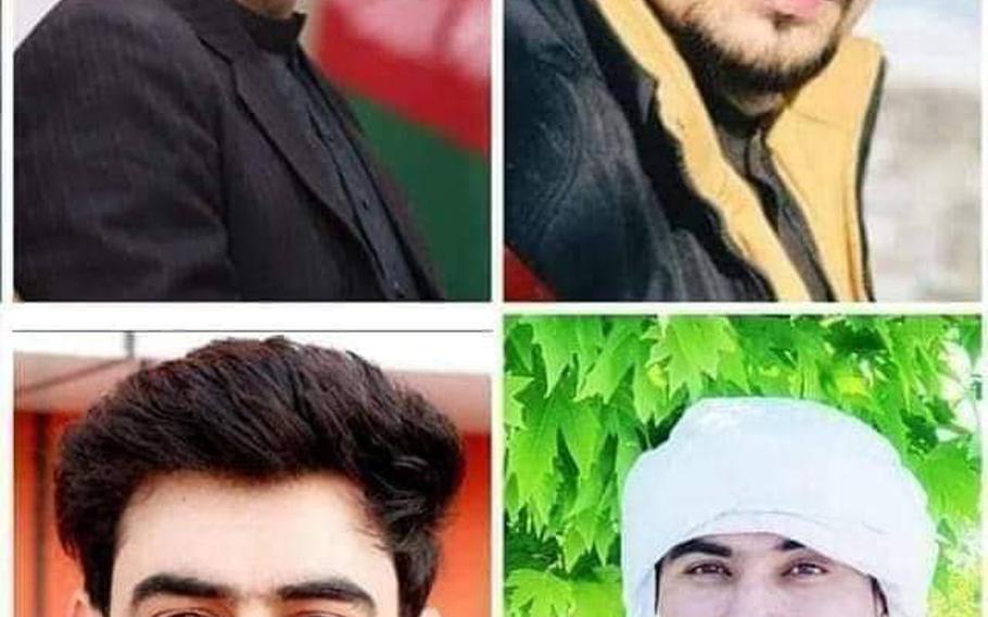 Four brothers, from top left clockwise Abdul Qadir Siddiq, Abdul Qadeer Bahar, Jehanzib Omar Zakhilwal and Abdul Saboor Zakhilwal were killed by a CIA-backed paramilitary group in Jalalabad in September.