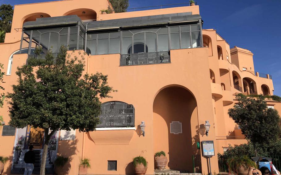Hotel Punta Tragara, with its vivid clay-colored, arched exterior, is the first or last notable landmark on an Arco Naturale hike, depending on which direction you go. Winston Churchill and Dwight D. Eisenhower met here to strategize during World War II.
