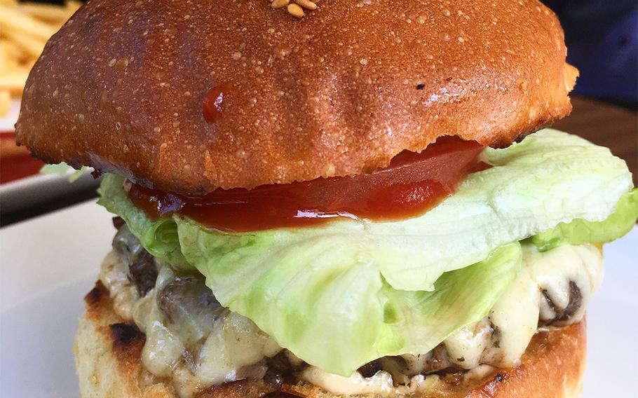 Roo's Special Burger from Captain Kangaroo on Okinawa comes with a beef patty, lettuce, cheese, tomato and special sauce sandwiched in a toasty, chewy sesame seed bun.