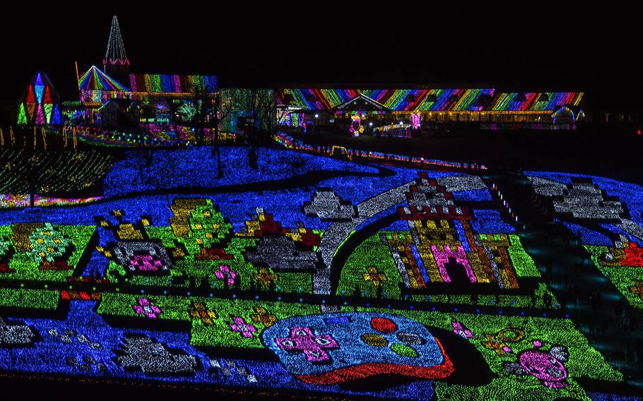 Tokyo German Village, a theme park in Chiba prefecture, Japan, is holding its 14th annual winter illumination festival. The theme is 1980s video games. 