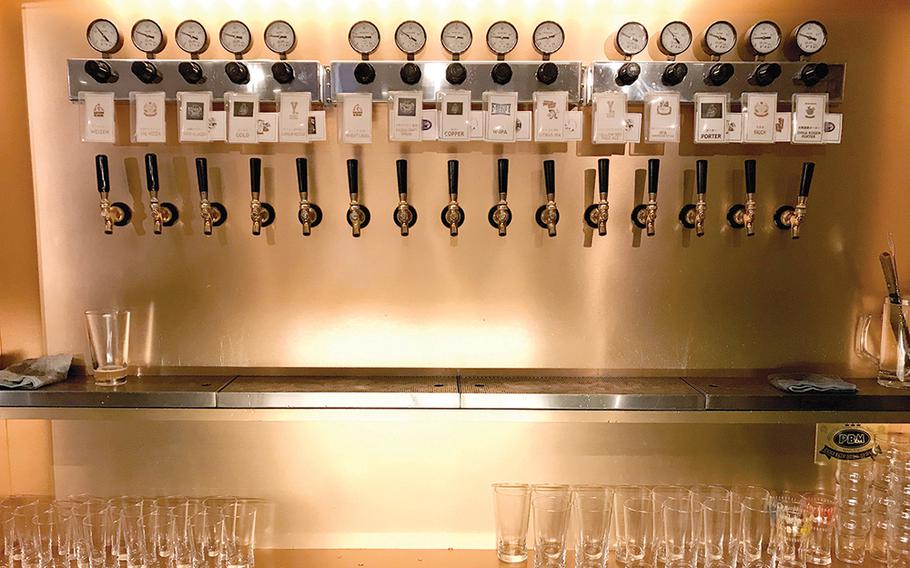 Raku Beer in Hiroshima, Japan, boasts more than a dozen Japanese craft brews on tap. 