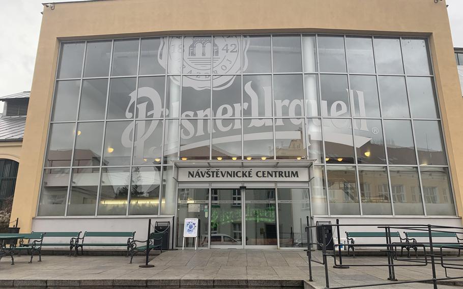 The outside of the Pilsner Urquell brewery in Pilsen, Czech Republic.