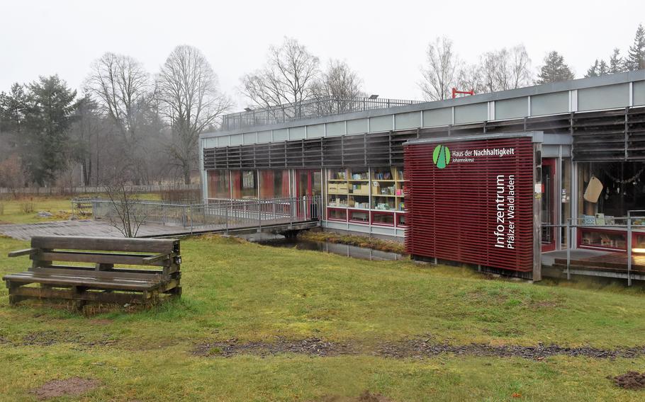 The House of Sustainability in Johanniskreuz, Germany, is a good starting point for hiking and biking trips in the Palatinate Forest. The modern, energy-efficient building is an information center that highlights a sustainable lifestyle and sells regional food products and handicrafts.