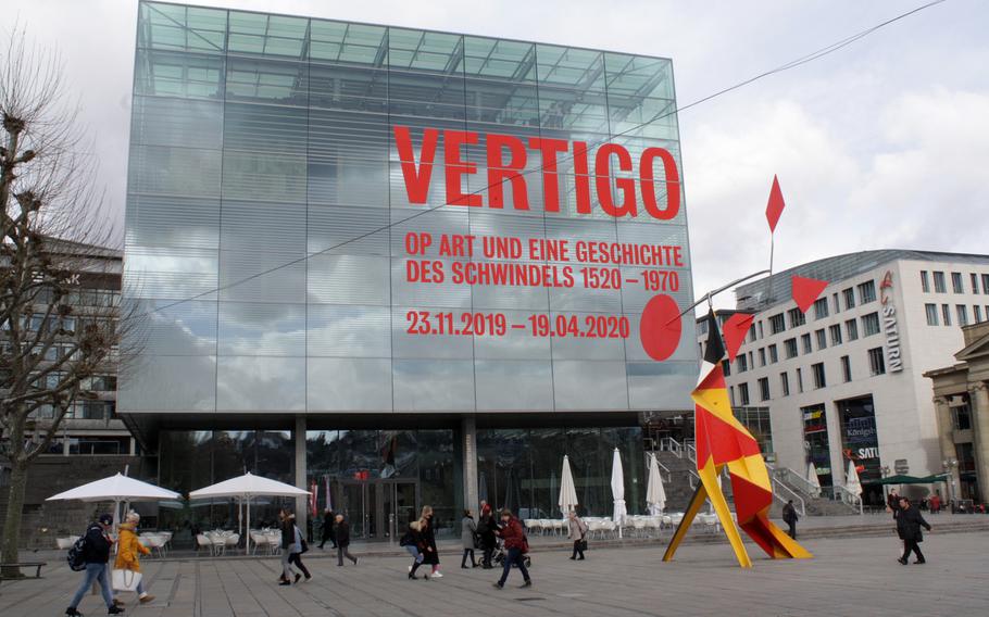 At the Kunstmuseum Stuttgart, special exhibitions are routinely held. The current exhibit theme is ''Vertigo,'' which focuses on artwork with unusual shapes and designs.
