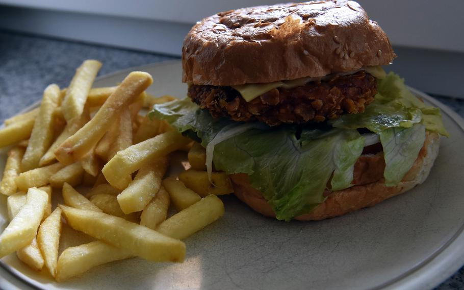 The crispy chicken burger from Neil's Pub in Mackenbach, Germany, is a tasty alternative to beef. The restaurant offers a full takeout menu of pub and other fare while coronavirus restrictions remain in effect.