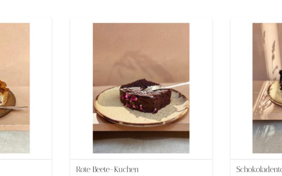 Cafe Susann does a photo shoot every morning of its cakes, and then posts the pictures on its website. Shown here are rhubarb tart, beet cake and chocolate torte. Cakes can be purchased online and picked up in-store.
