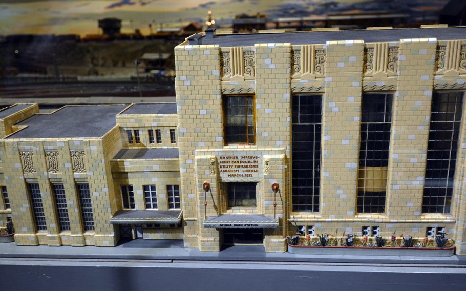 The fine detail of this Omaha Union Station replica includes an excerpt attributed to Abraham Lincoln's first political speech, when he ran for a seat in the Illinois General Assembly in 1832. The replica was part of a traveling exhibit at the Nuremberg Toy Museum in Germany in late 2019.