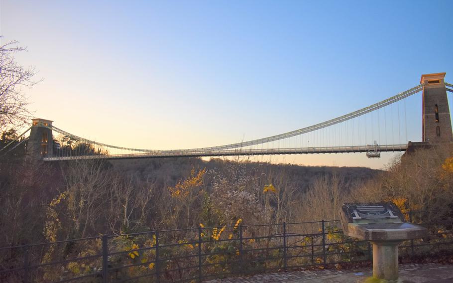 The Clifton Suspension Bridge is the landmark of Bristol, a scenic city in the southwest of England. The bridge spans the Avon Gorge to the west of the city center.