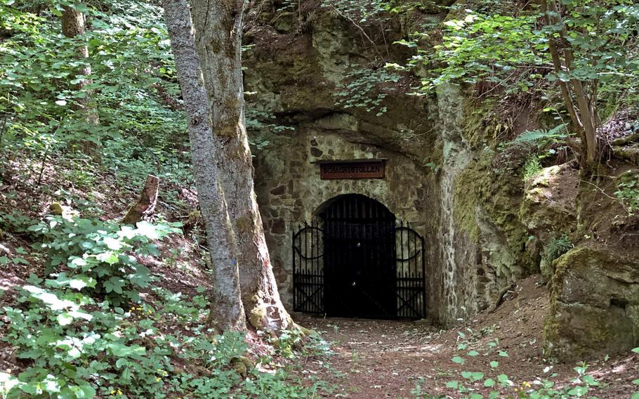 Gates to the Steinkaulenberg mine can be seen on the trail in Idar-Oberstein, Germany.