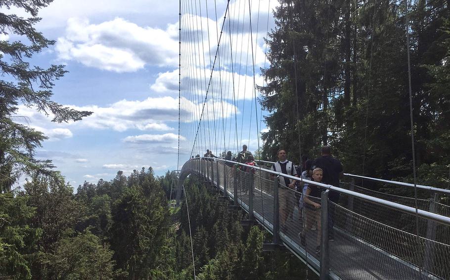 A 1,200-foot-long cable bridge stretches over a valley at Bad Wildbad, making it one of the Black Forest town's biggest attractions.