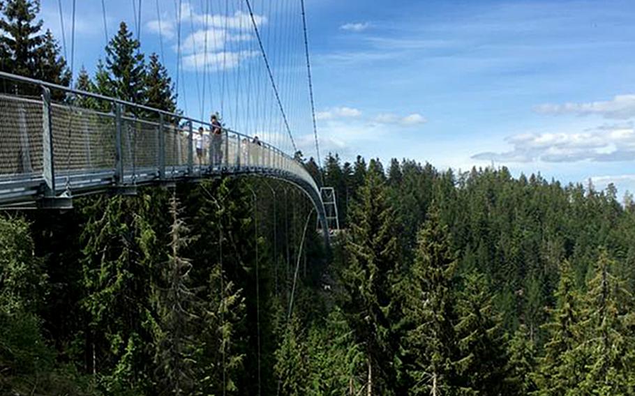A 1,200-foot-long cable bridge stretches over a valley at Bad Wildbad, making it one of the Black Forest town's biggest attractions.