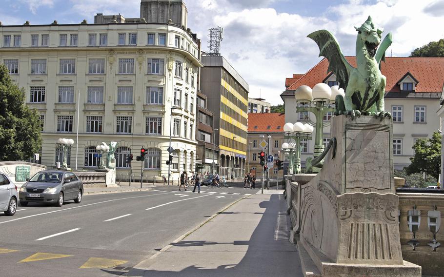 The Dragon Bridge, in Ljubljana, Slovenia, is adorned with dragon statues. Constructed between 1900 and 1901, the bridge was Ljubljana's first reinforced concrete structure and one of the largest bridges of its kind to be built in Europe.