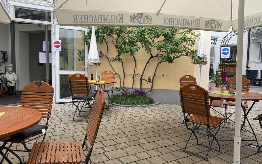 Zum Stich'n in Grafenwoehr, Germany, as seen May 22, 2020. The restaurant is offering outdoor seating only.