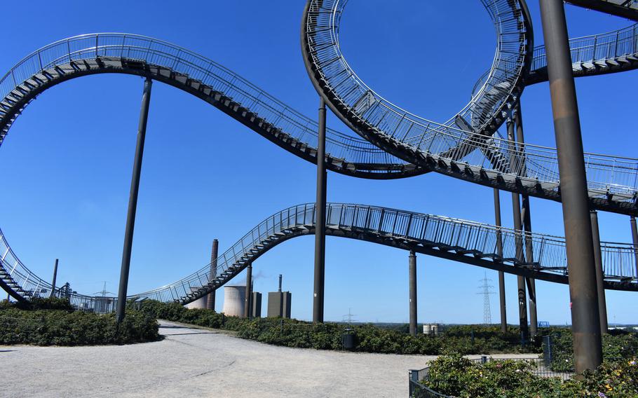 Though it's currently closed due to the coronavirus pandemic, visitors to Tiger & Turtle - Magic Mountain are typically able to walk along the looping steel walkways of the "walkable roller coaster."