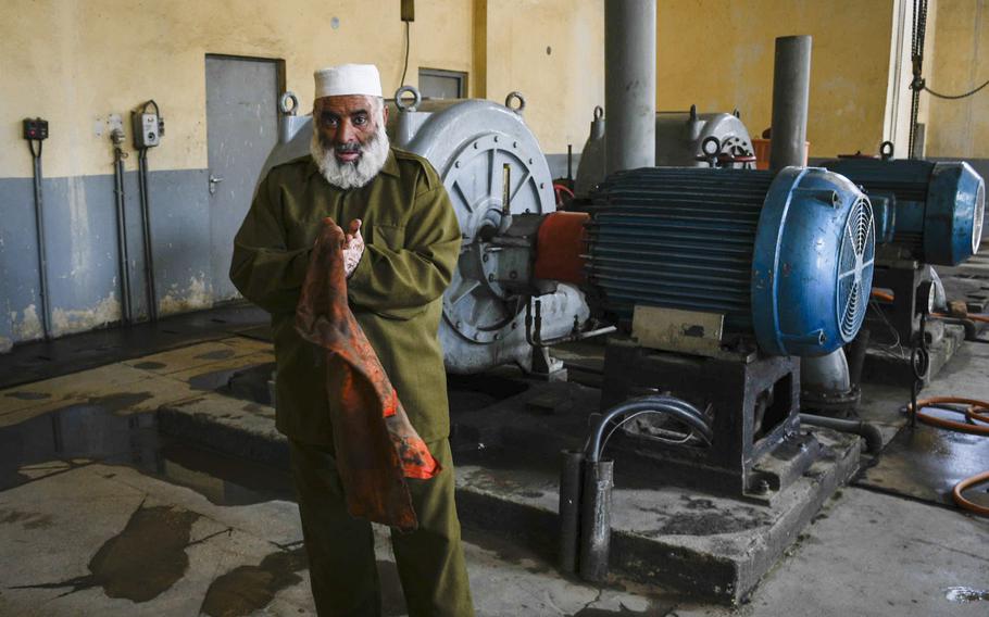 Abdul Wali, an engineer, has worked for 34 years at the Makroyan Waste Water Treatment Plant in Kabul, Afghanistan. Pumps used to treat sewage stood silent on Aug. 16, 2020, due to the decades-old machinery falling into disrepair, officials said.