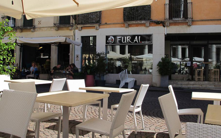 Furai Japanese Restaurant, located in Vicenza's old town, offers a wide variety of Japanese dishes, both cooked and raw, at prices that match its premier location. But dining al fresco on a warm September afternoon? Priceless.