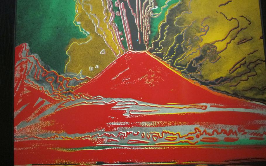 Andy Warhol's "Vesuvius (red)" serigraph made in 1985 is one of three Warhol works in Gallerie d'Italia's exhibition in Vicenza, Italy, exploring the idea of the future from the 1960s to the present.