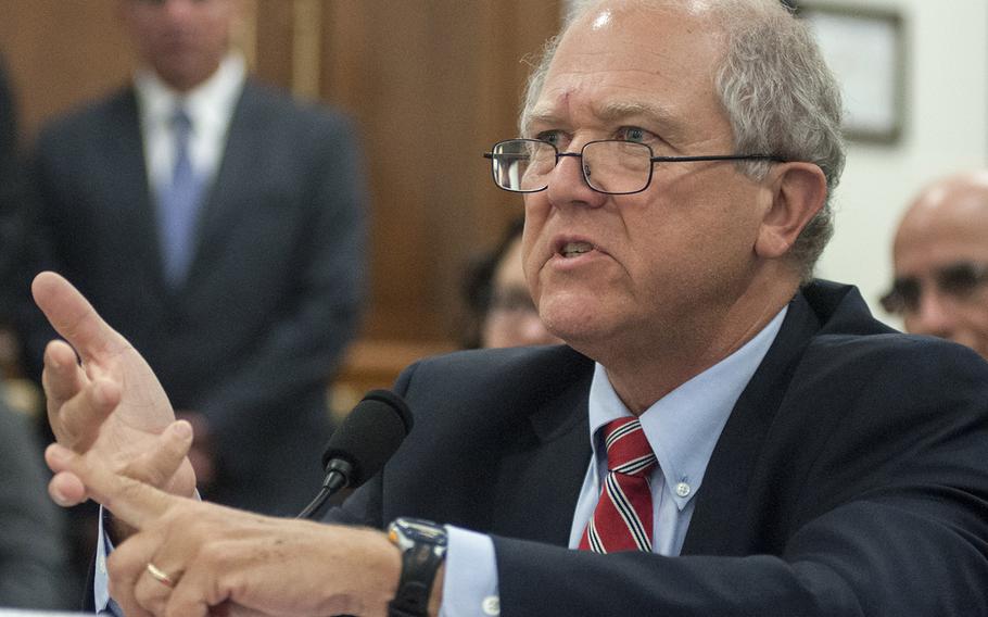 Special Inspector General for Afghanistan Reconstruction John Sopko testifies before the oversight and investigations subcommittee of the House Committee on Armed Services on Capitol Hill in Washington, D.C., on Tuesday, July 25, 2017.