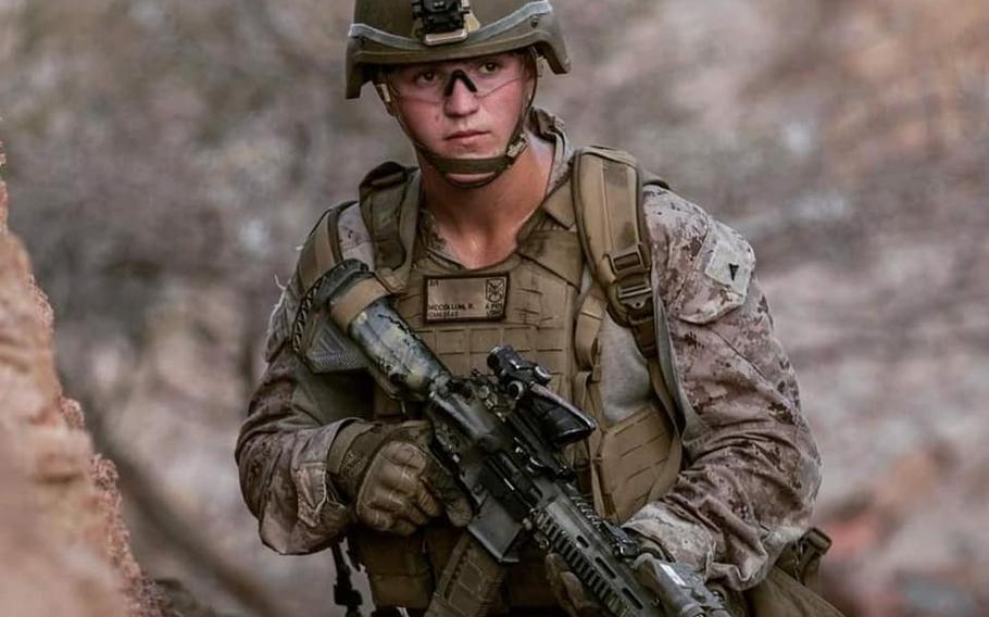 Lance Cpl. Rylee McCollum, 20, shown here in an undated photo shared to social media, was recently married. His wife is expecting a baby in three weeks, according to family members.