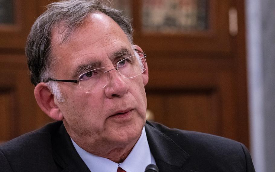 Sen. John Boozman, R-Ark., speaks Aug. 1, 2018, during a Senate Veterans Affairs Committee hearing on Capitol Hill in Washington. Boozeman introduced the Supporting Expanded Review for Veterans in Combat Environments bill that would extend access to mammograms for all female veterans who served in areas with burn pits or other toxic exposures.