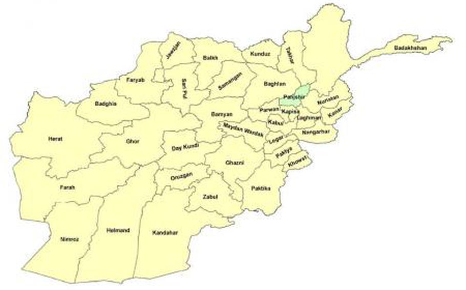 A map of Afghanistan with Panjshir province highlighted.