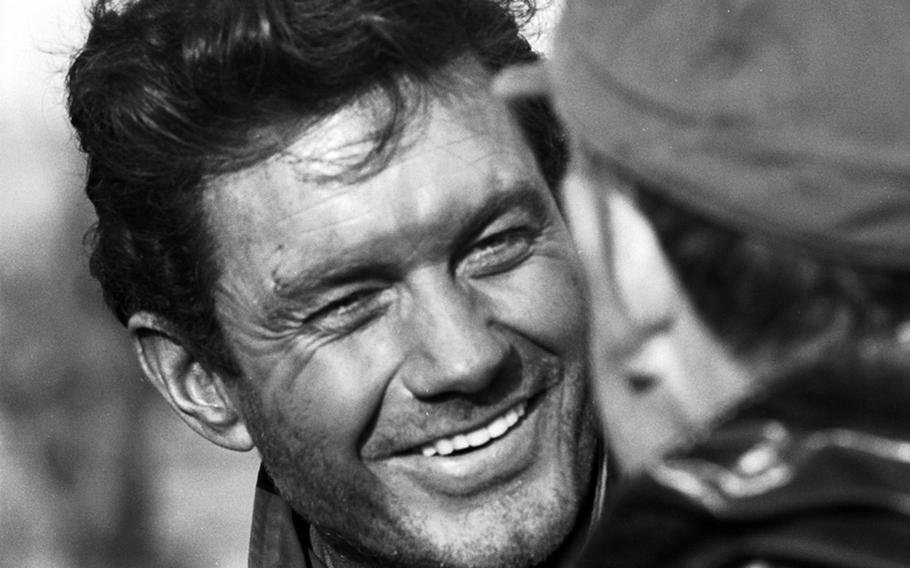 Cliff Robertson, on the set of "Up from the Beach" in Cherbourg, France, in 1964.