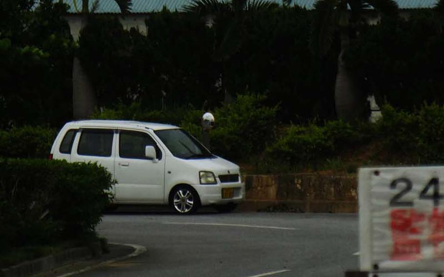 Typhoon Bolaven seen approaches the Ikei Big Time Resort on the island of Okinawa, which had been evacuated and closed before the storm.