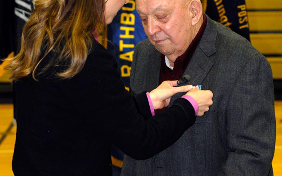 Bill Wuorinen, 82, of Naselle, Wash., receives his Silver Star for gallantry in the Korean War on Jan. 30, 2013.
