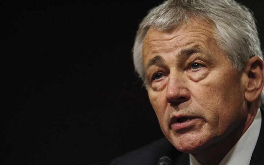 Former Senator Chuck Hagel (R-NE) testifies before the Senate Armed Services Committee, Thursday, January 31, 2013 in Washington, D.C.