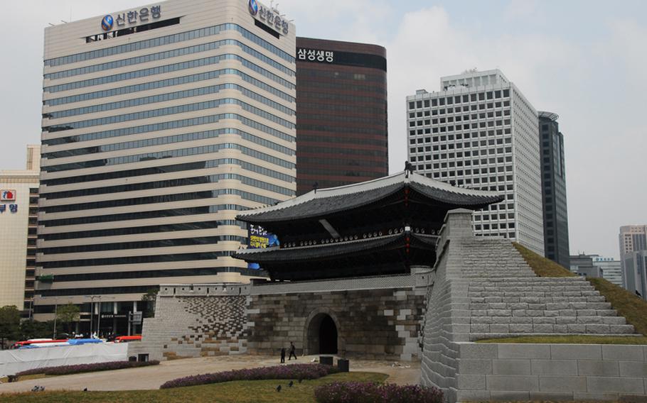 The rebuilt Sungnyemun gate in Seoul, South Korea, 2013.