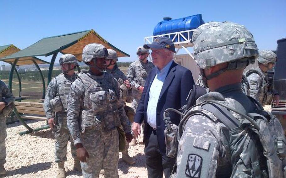 Sen. John McCain, R-Ariz., published a picture on Twitter with U.S. troops in southern Turkey at a Patriot missile location May 27, 2013. During his trip to the region McCain slipped into Syria for a meeting with rebels.