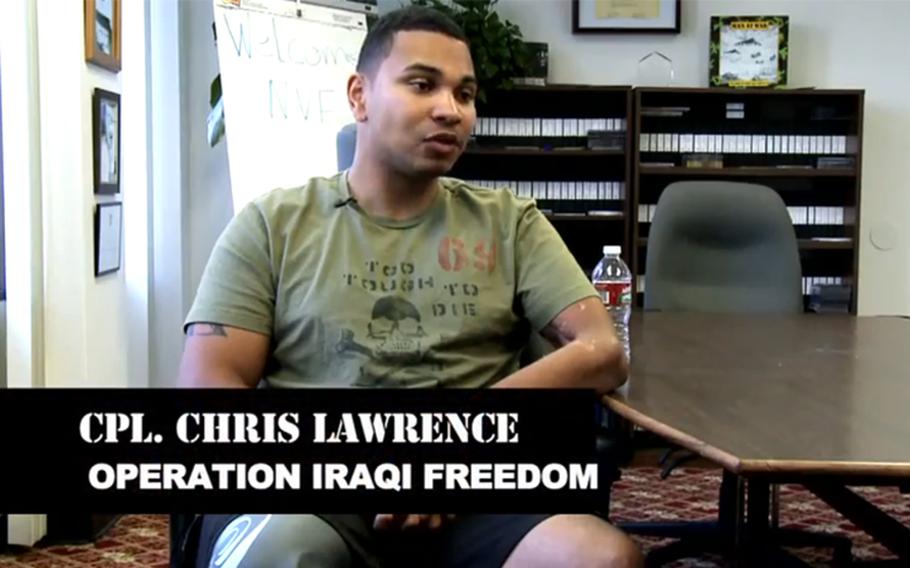 Cpl. Chris Lawrence is seen in an image from the trailer for the documentary 'Operation Resurrection.'