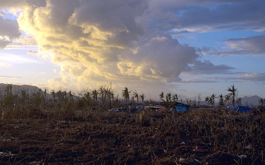 Super Typhoon Haiyan destroyed the area surrounding Tacloban Airport, Tacloban, Philippines, leaving thousands of victims homeless.