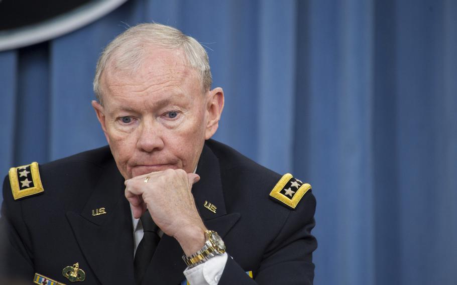 Chairman of the Joint Chiefs of Staff Gen. Martin E. Dempsey during a press conferenceat the Pentagon, Dec. 19, 2013.