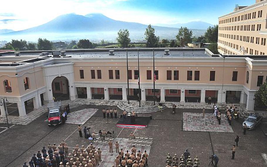 Naval Support Activity Naples personnel hold a 9/11 remembrance ceremony at Capodichino, Sept. 11, 2013.