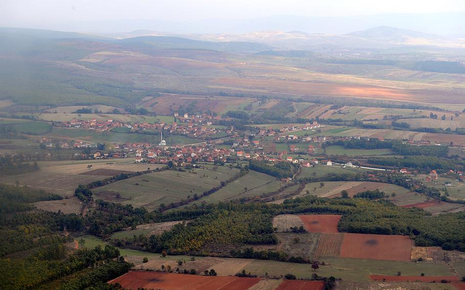 Kosovo seen from a NATO UH-60 Black Hawk helicopter.