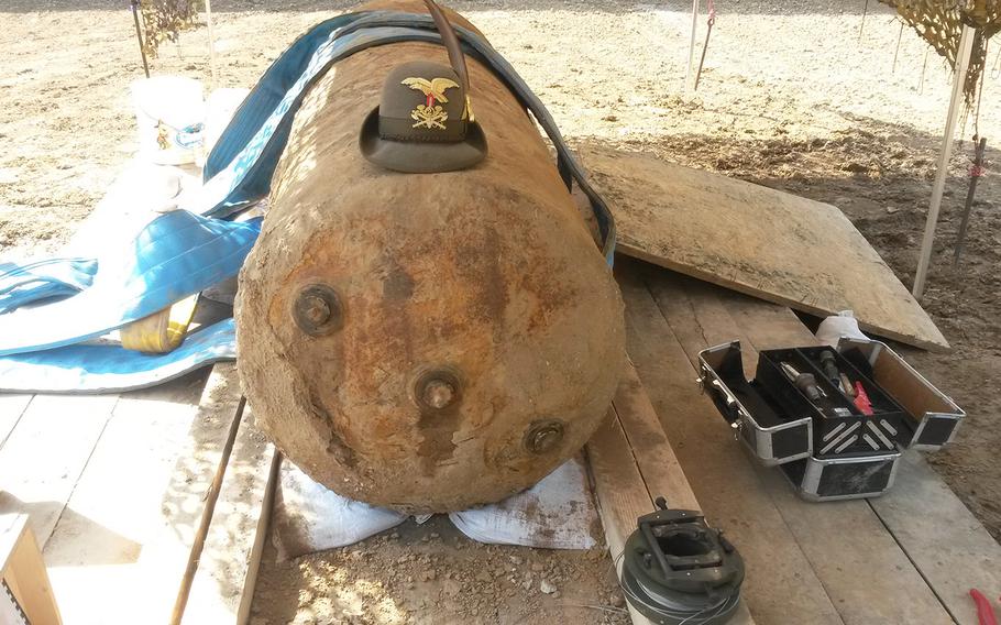 A 4,000-pound British blockbuster bomb dropped 70 years ago in Vicenza, Italy, was successfully disarmed on April 25 2014 by two Italian combat engineers. The bomb disposal effort caused the city to evacuate some 30,000 Vicenza residents and the U.S. Army Base, Del Din, for the duration. 