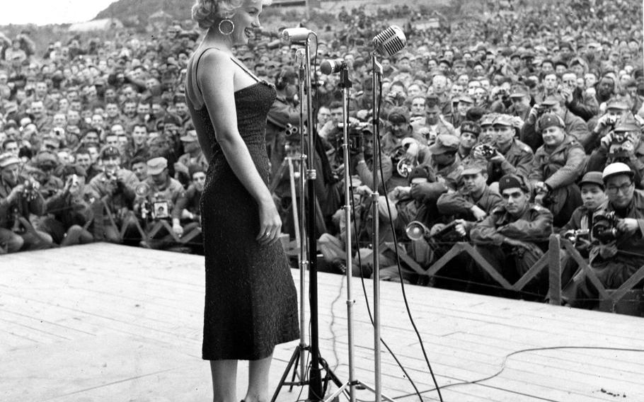Marilyn Monroe entertains the troops in Korea in 1954.