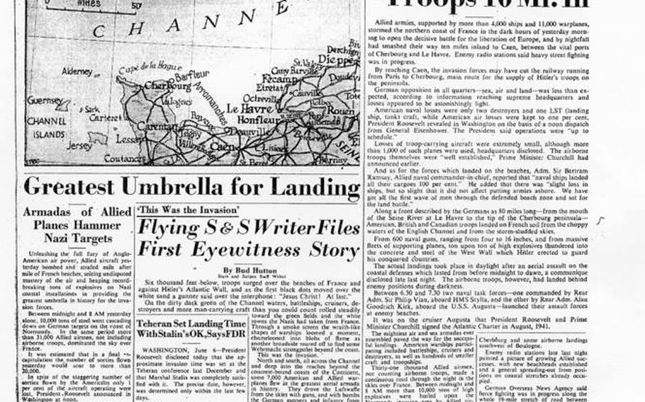 The Stars and Stripes front page for June 7, 1944.
