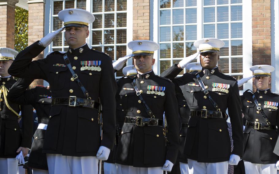 Passage of Command ceremony at the Marine Barracks in Washington, D.C., on Oct. 17, 2014.