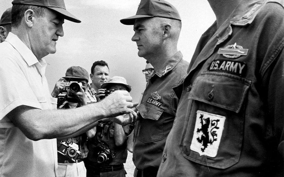 Humphrey visits troops, presents medals | Stars and Stripes Hubert Humphrey