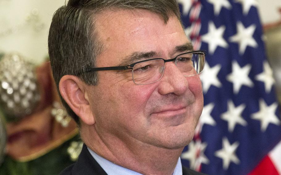 Ashton Carter at a December, 2014 White House ceremony during which President Barack Obama announced his nomination as secretary of defense.