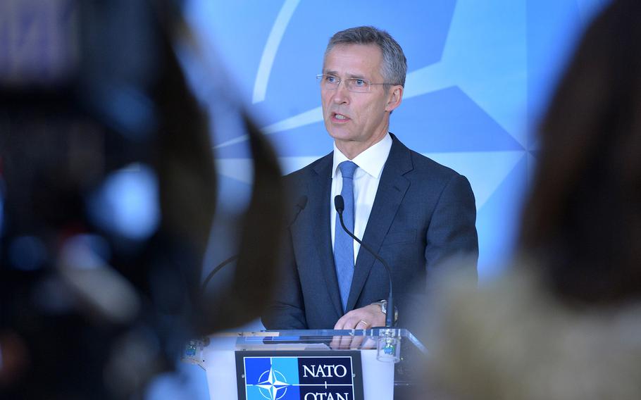 NATO Secretary General Jens Stoltenberg meets the press following the meeting of the NATO-Ukraine Commission on Jan. 26, 2015.