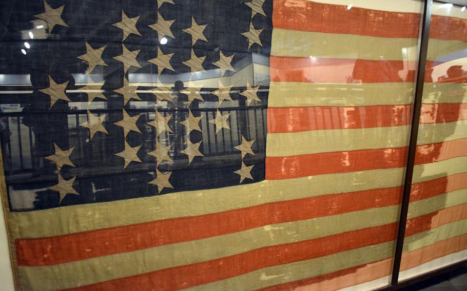 The original flag that was raised over Fort Sumter at the end of the Civil War.