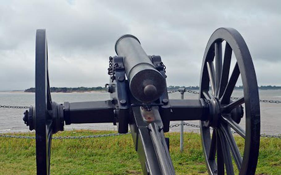 A canon at the edge of Fort Sumter on April 14, 2015.