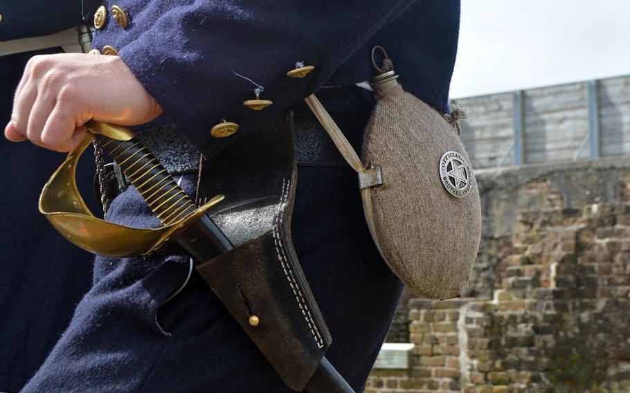 A re-enactor inside Fort Sumter on April 14, 2015. He was participating in events that marked the 150th anniversary of the re-raising of the American flag over the fort at the end of the Civil War.