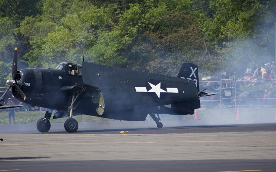 A vintage plane at the Culpeper Regional Airport Thursday, May 7, during the preview for the Arsenal of Democracy: World War II Victory Capitol Flyover.